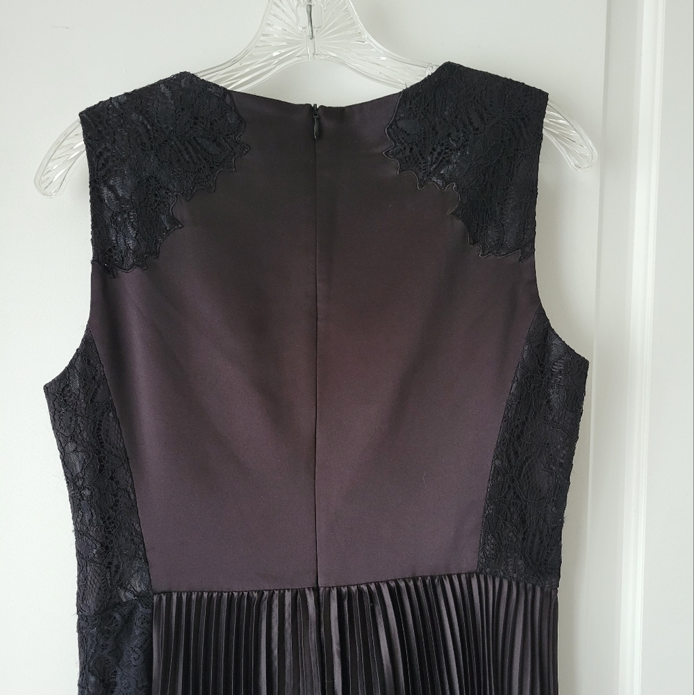 Karen Millen Formal Black Midi Dress Pleated Asymmetrical and Lace Detail 8 - Picture 6 of 8